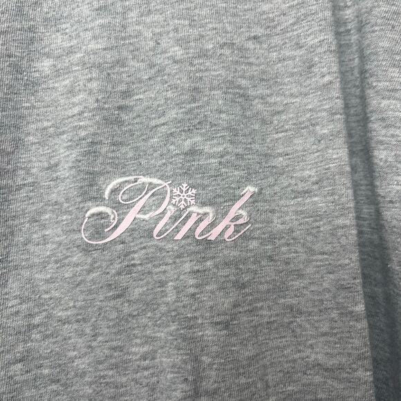 Victoria’s Secret PINK Gray Long Sleeve Tee XXL Wish You Were Here Snow Globe - Picture 3 of 6